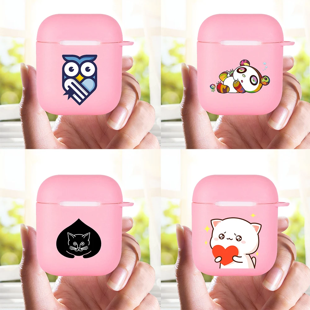 

Silicone cover for Airpods 1/2 Earphone Cartoon caring cat cute animal owl soft Fundas Airpods Case Air Pods Charging Box Bags