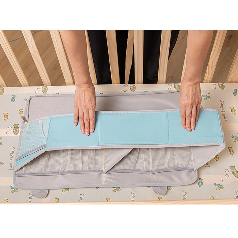

L21F Baby Care Essentials Crib Storage Bag Bedside Cradle Hanging Organizer Clothes Toys Infants Diaper Pocket