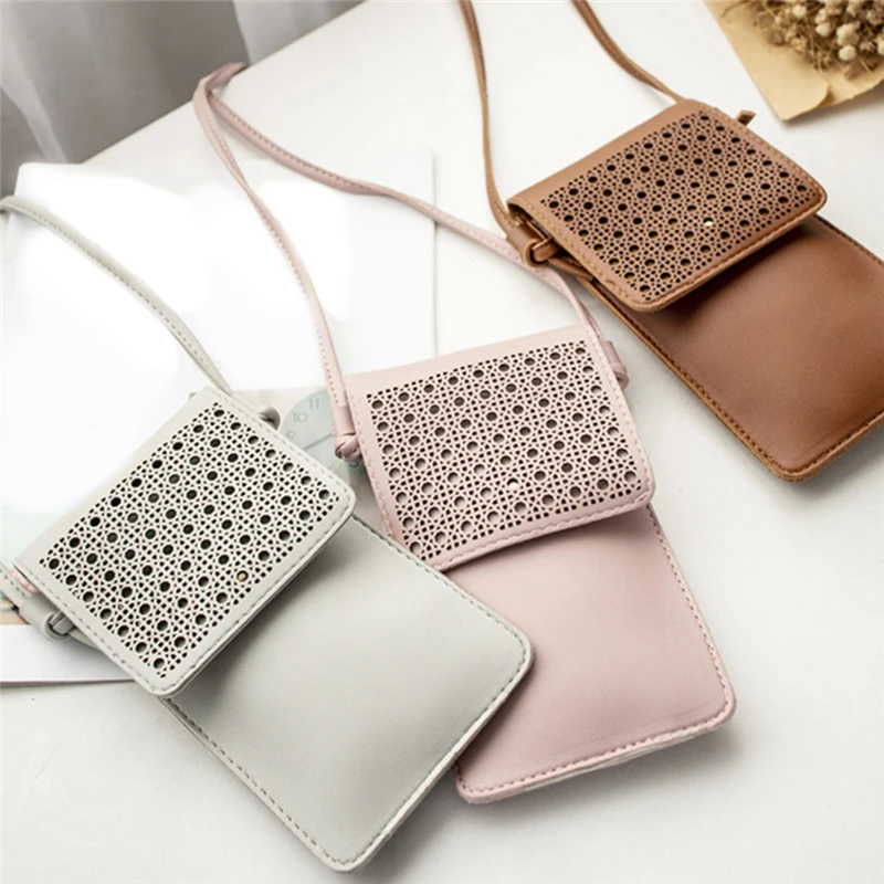 

Fashion Women's Touch Screen Cell Phone Purse Woman Clutch Hollow Out Phone Bag Ladies Flap Touch Screen Phone Shoulder Bag