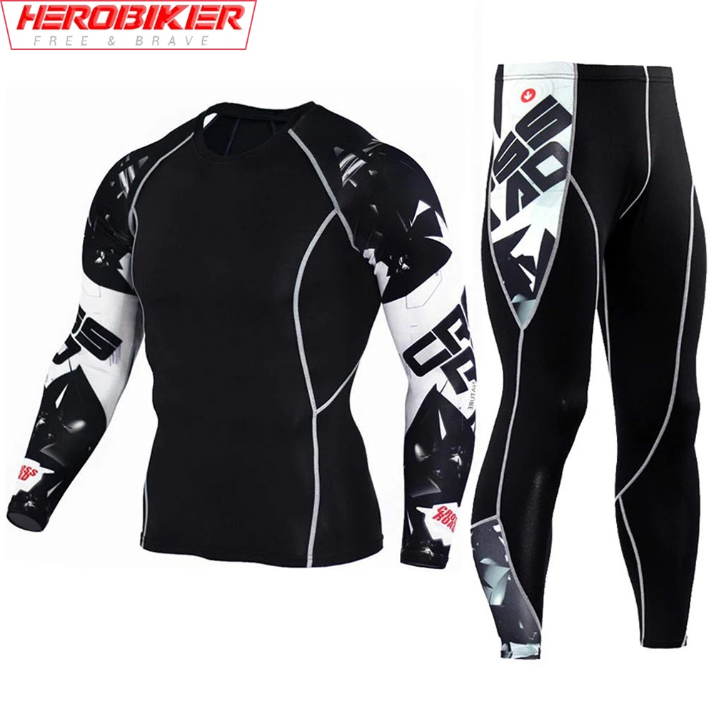

Motorcycle Offroad Suit Men's Workout Set Compression Set Motocross Sports Tight Base Layer Suit Quick Dry Moisture-Wicking
