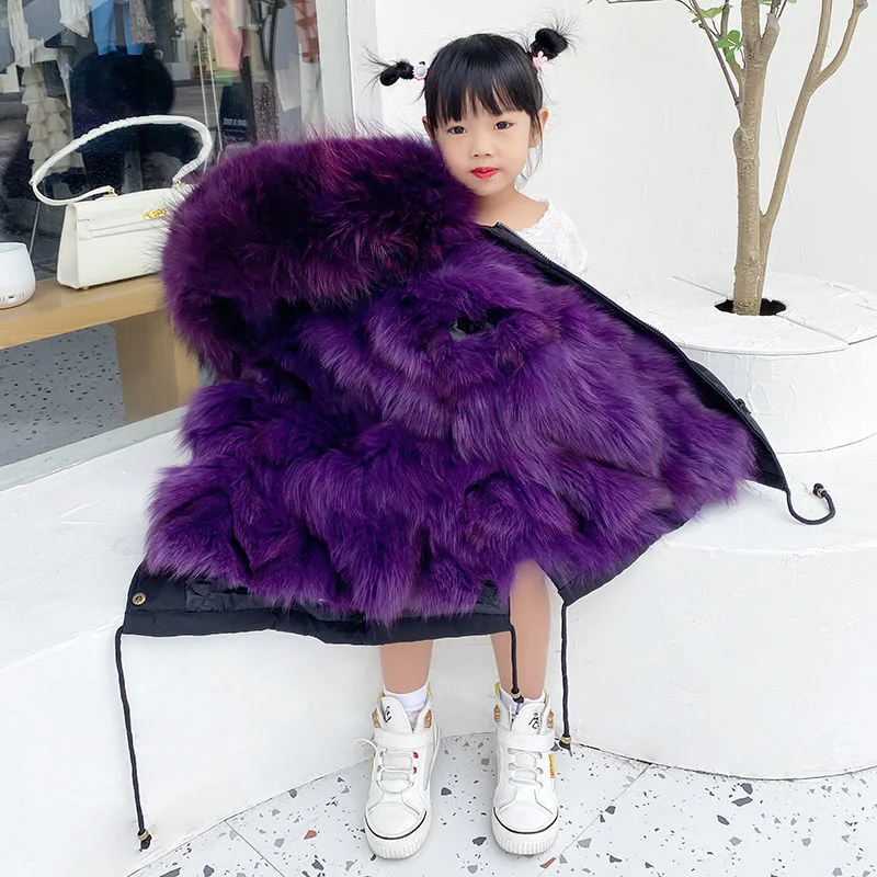 

Children Outerwear Winter Warm Parkas For Girl Thick Faux Fur Coat kids Clothes Snowsuit Boys Jacket Overcoat Clothing TZ56