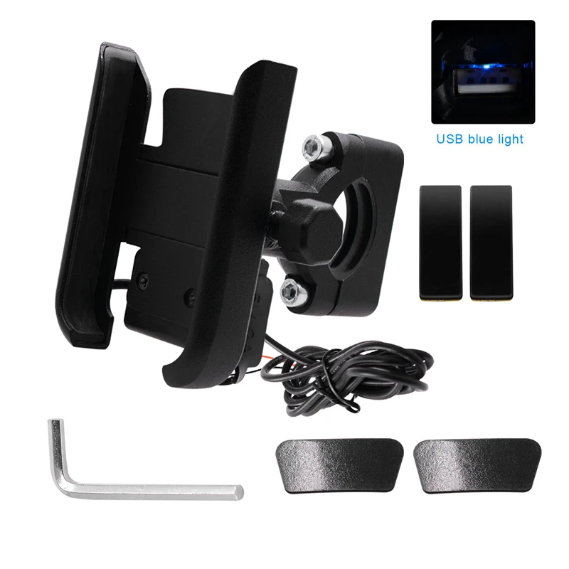 Black handlebar Lmodri Мотоцикл Горный Руль держатель для телефона Алюминиевый Регулируемый мотоцикл зеркало заднего вида 4-6,5 дюймов крепление для мобильного телефона - Цвет: Black handlebar