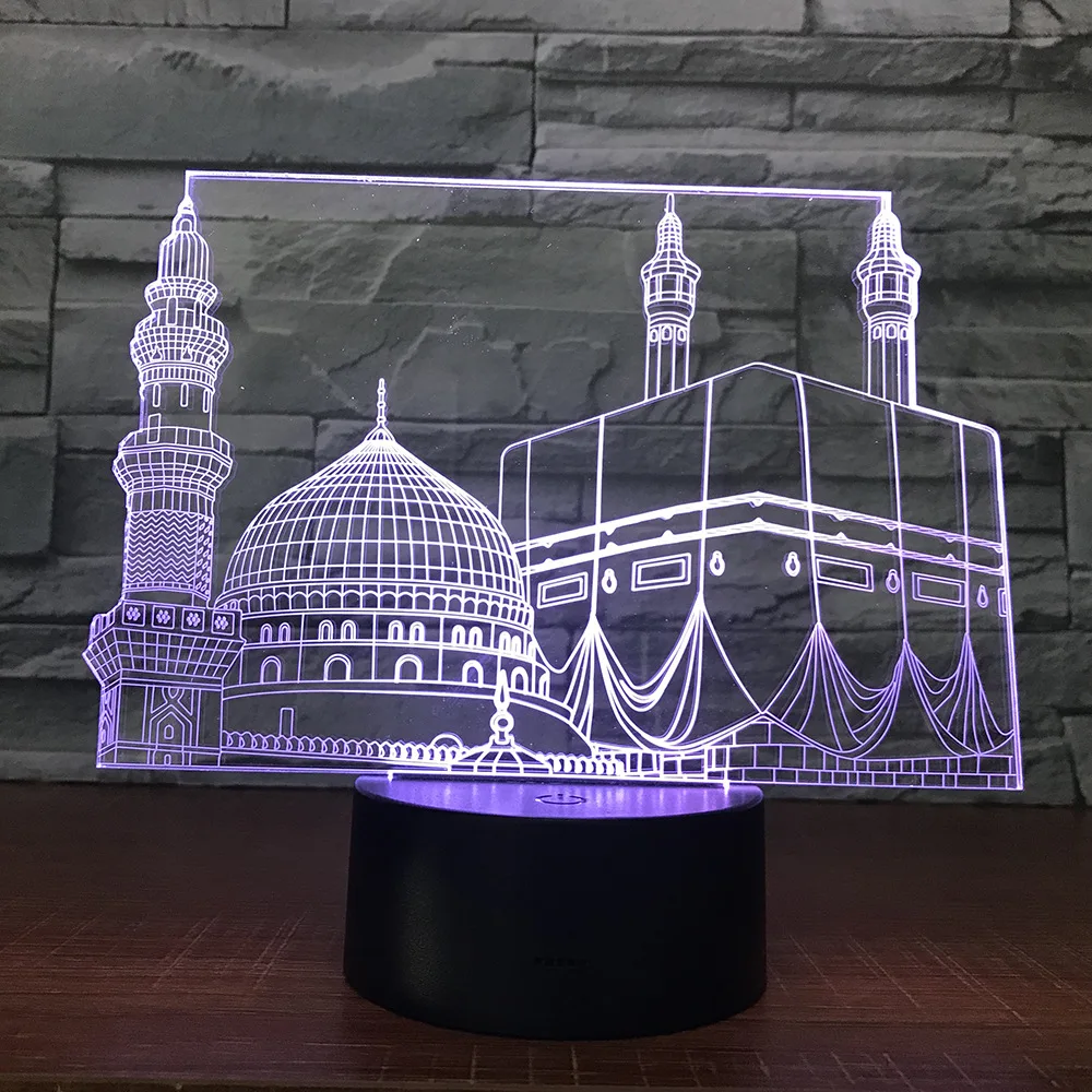 

Led Night Light Temple Castle Palace Color Changing Home Bedroom Decor Mosque Lampara Nightlight for Muslim Ramadan Gift Lamp 3d