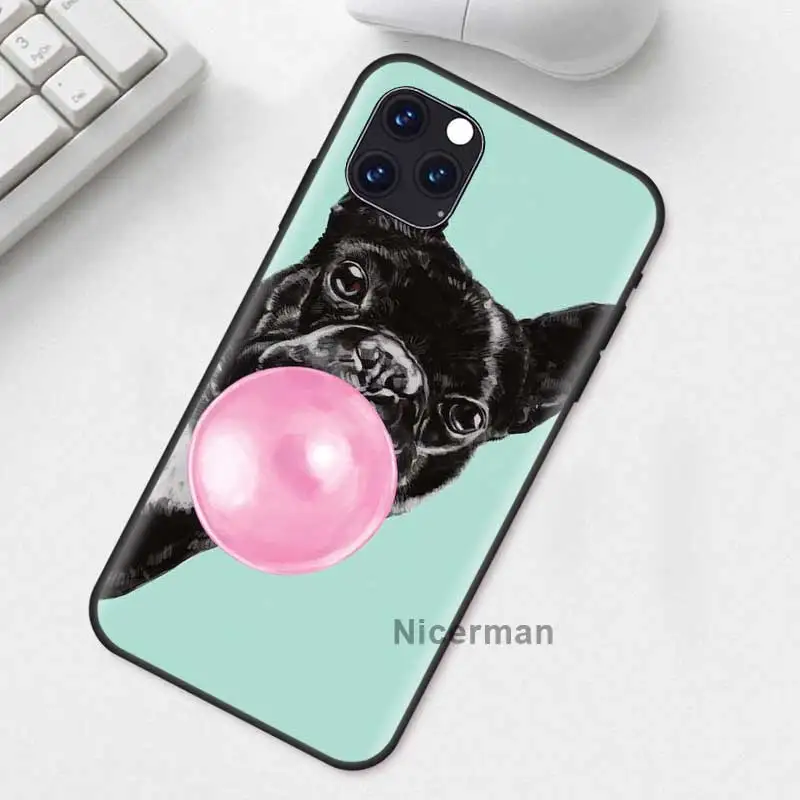 

Frenchies Puppy Pug Bulldog Case for Apple iPhone 12 Mini 11 Pro X XR XS Max 7 8 Plus 6 6S SE 2020 Silicone Phone Coque Cover