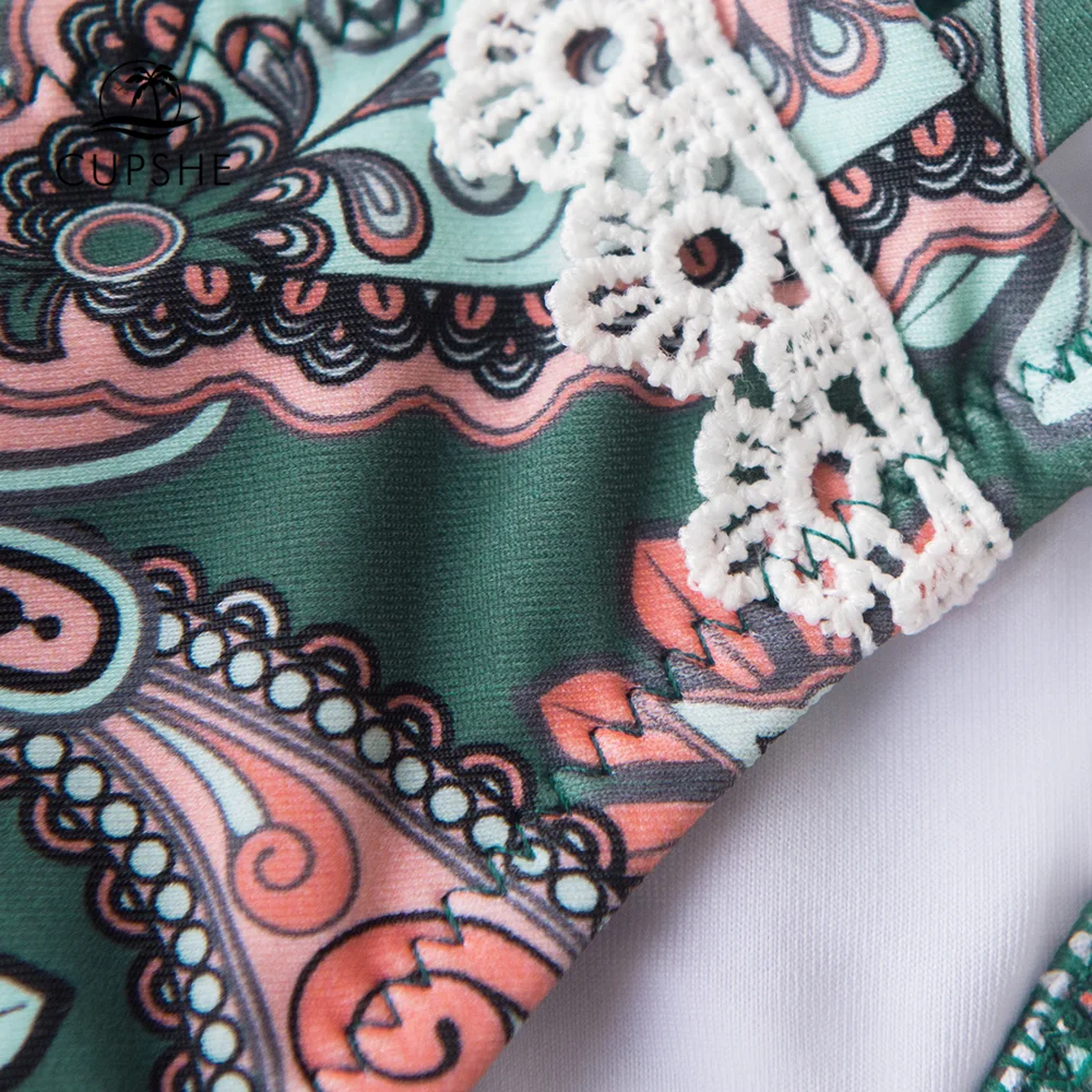 Женский купальник бикини CUPSHE с цветочным узором и пейсли сексуальный на