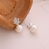 2021 jewelry gifts women snowflake pearl ear studs earrings