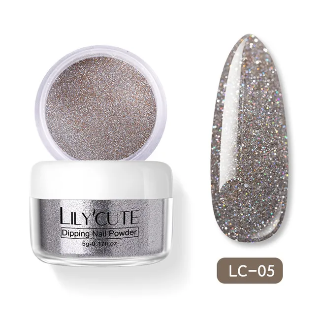 LC 05 LILYCUTE Dipping порошок для ногтей градиентный цвет ногтей Dip порошок для ногтей украшения для ногтей Блеск порошок погружение блестящие украшения - Цвет: LC 05