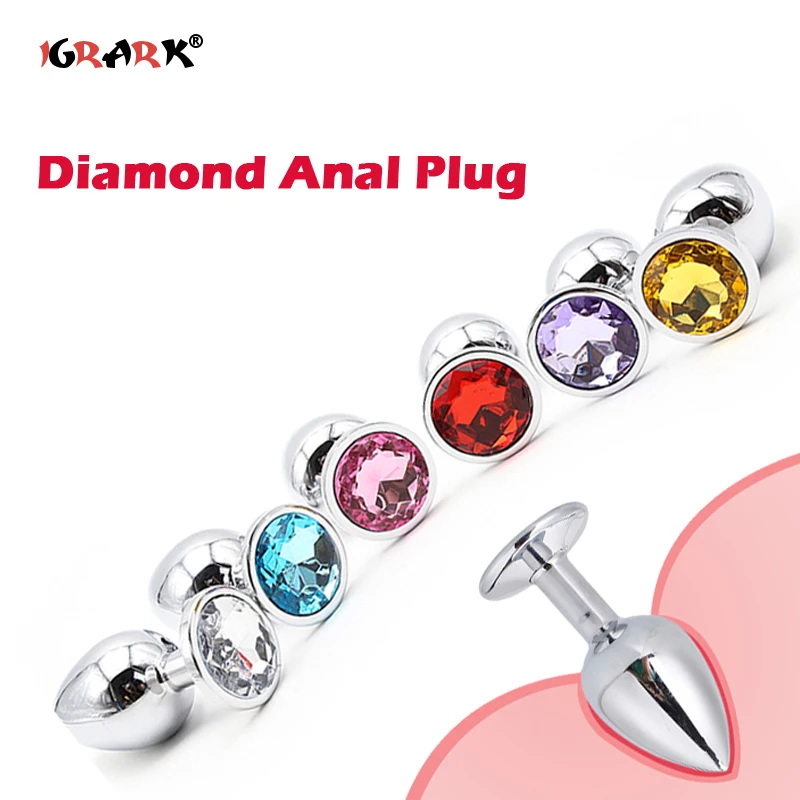 Анальная пробка диаманта из нержавеющей стали со стразами Съемная гладкая игра
