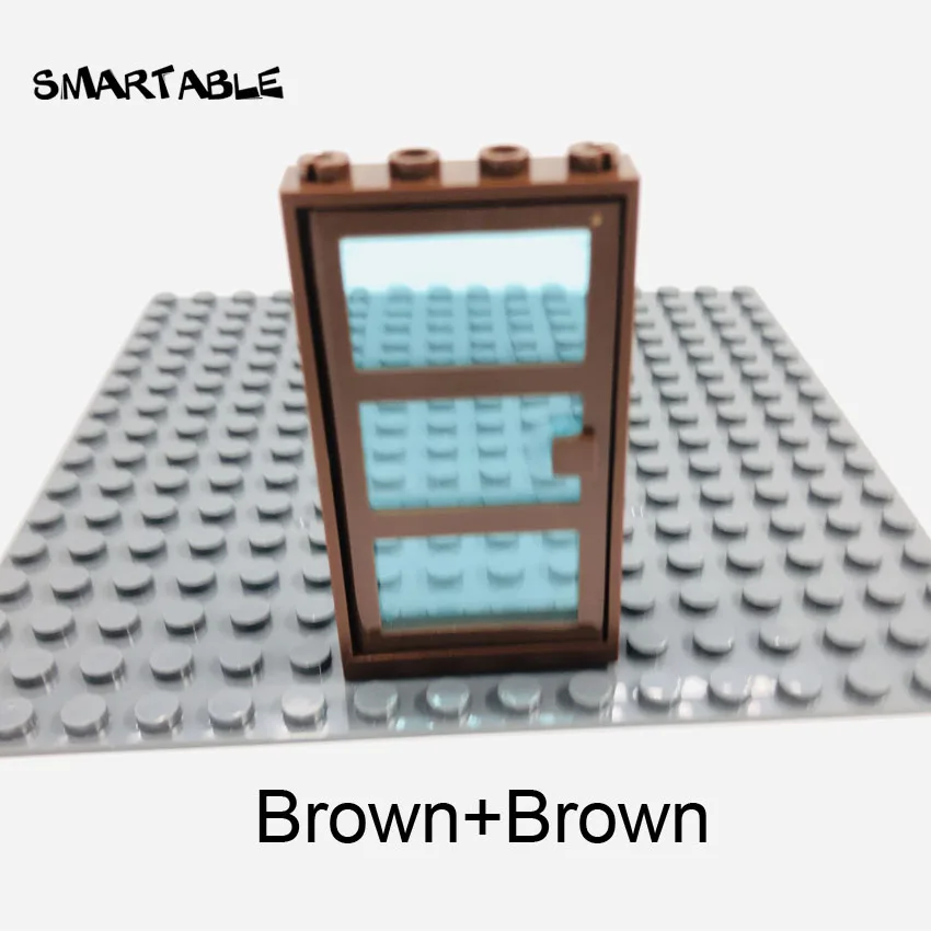 Brown Bar Door Умная оконная дверная рама 1x4x6 строительные блоки MOC части со стеклянными игрушками для детей дом совместим все бренды город 20 шт./лот - Цвет: Brown Bar Door