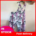 Женский Длинный комбинезон на пуговицах, свободный клубный комбинезон с принтом черепа розы, 2021