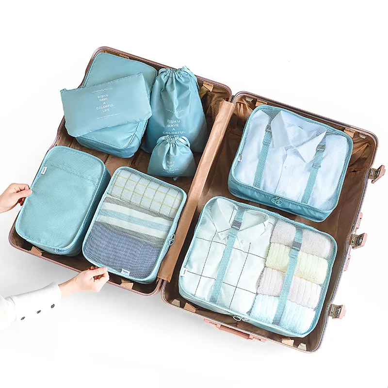 8pcs blue 8 шт., 6 шт., дорожная Домашняя одежда, одеяло, одеяло, сумка для хранения, набор, обувь, перегородка, аккуратный органайзер, шкаф, чемодан, сумка, упаковка, куб - Цвет: 8pcs blue
