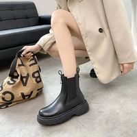2022 autumn winter chelsea boots women platform brown black beige white ankle boots for women fur short chunky punk gothic shoes
