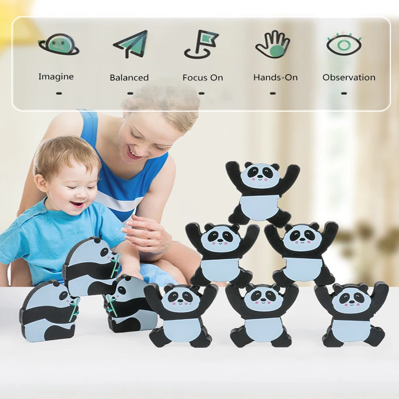Милая панда складные блоки деревянная балансирующая игра игрушка для детей