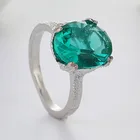 Модное кольцо с зеленым кристаллом в европейском стиле, классические женские серебряные кольца для помолвки, свадебные кольца, аксессуары