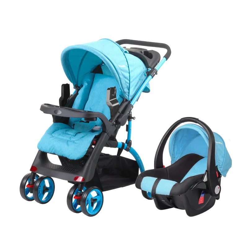 2019 New 2 in 1 baby stroller can sit foldable newborn travel system pram four-wheeled with car seat