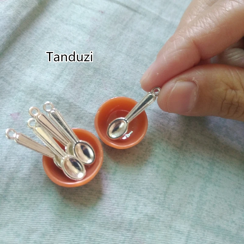 Серебряная кукольная ложка Tanduzi 50 шт. Металлические Мини ложки поделки из сплава