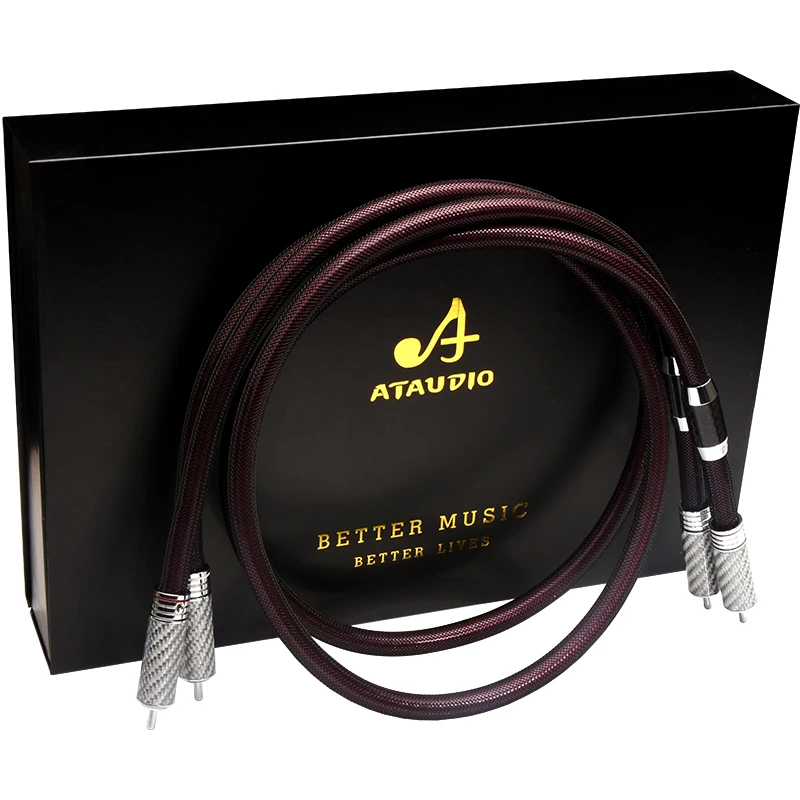 ATAUDIO чистый серебристый Hi-Fi RCA кабель высококачественный 2RCA мужской аудио |