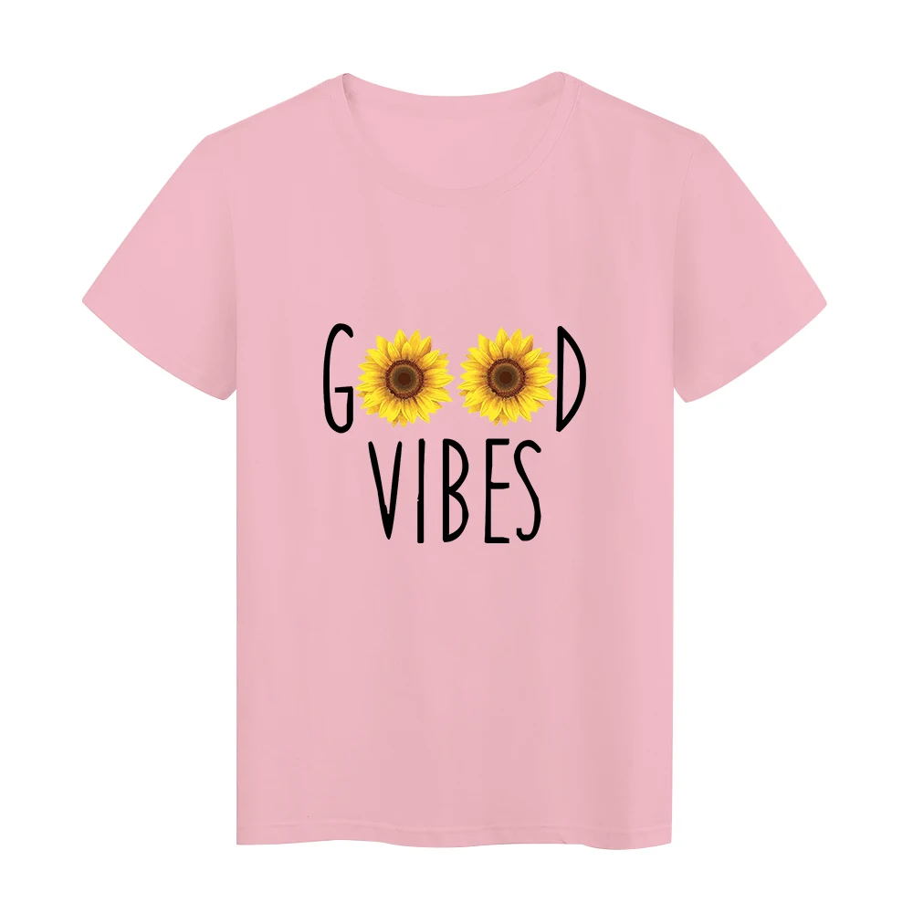 Эстетическая повседневная футболка good vibes летняя площадь Испания женская одежда