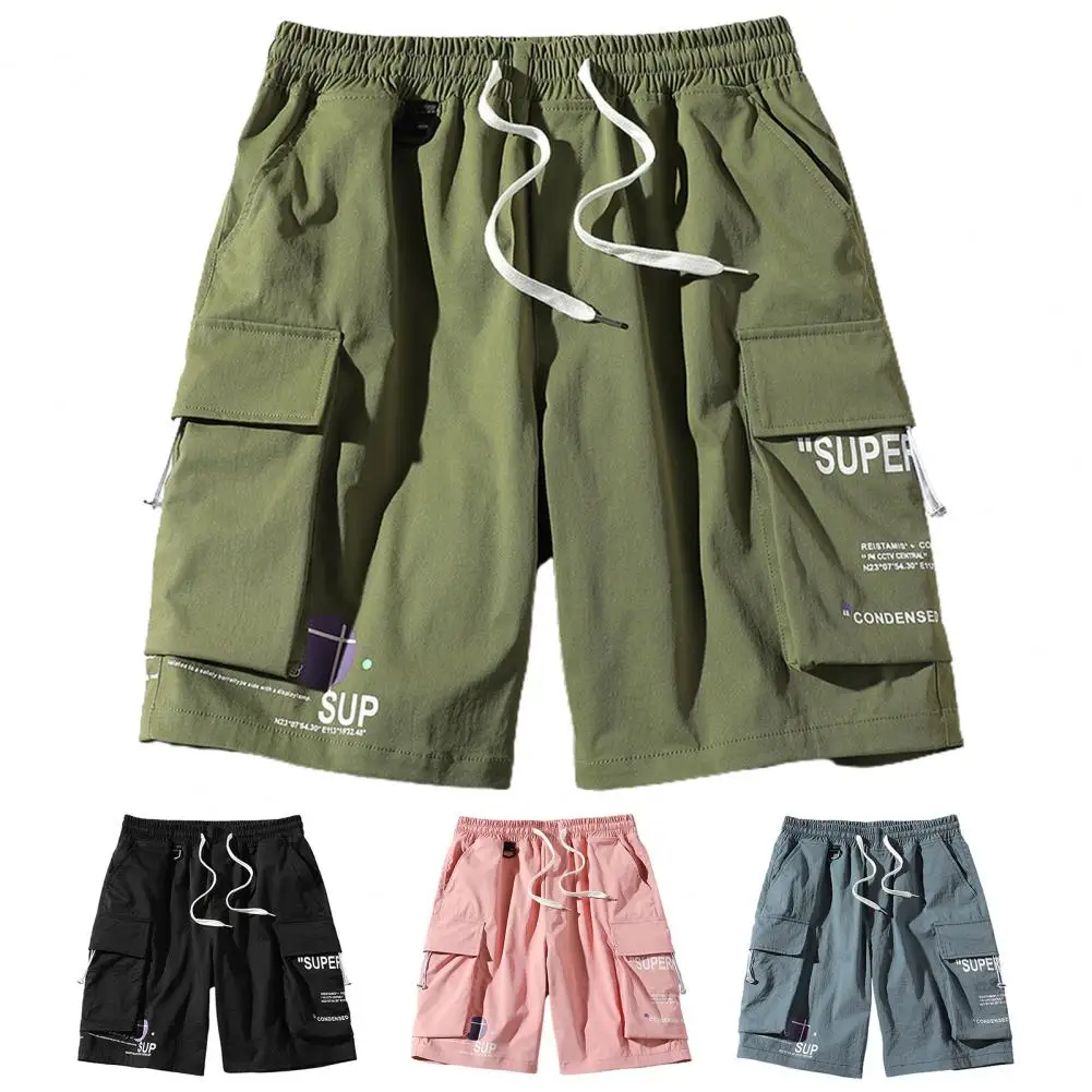 

Comfy Trendy Straight Wide Leg Men Shorts Streetwear Men Shorts Letter Print for Fitness