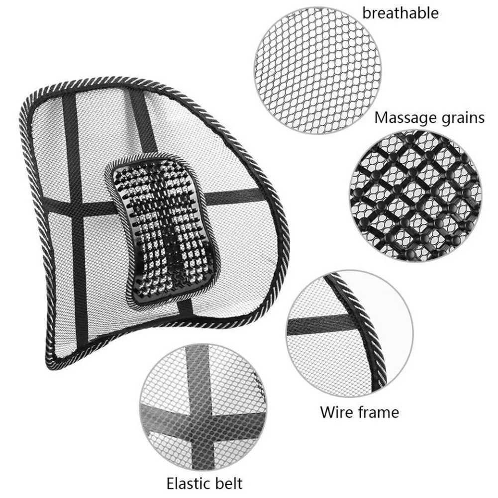

Chair Massage Lumbar Support Office Cushion 1pc Backrest Black Breathable