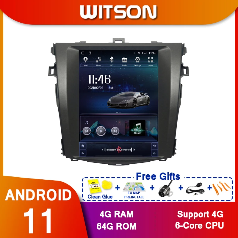 

Автомобильный мультимедийный плеер WITSON на платформе Android 11 с вертикальным экраном, радио и GPS-навигацией Тесла для toyota corolla 2008-2013