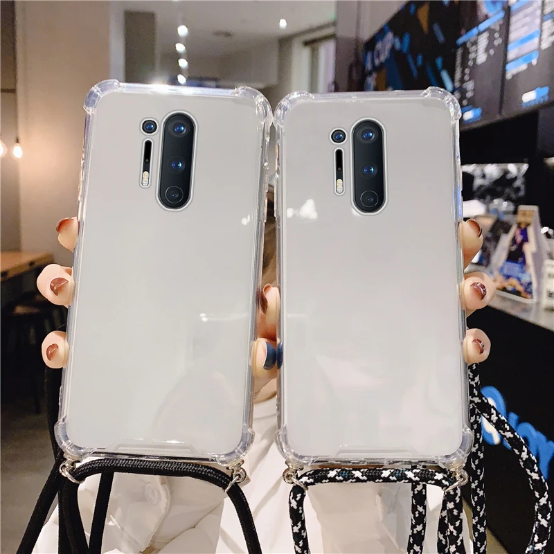 

Luxury Lanyard Silicone Phone Case For Oneplus 8 7T 7 Pro 6T 6 Ultra-thin Necklace Rope Cover For Oneplus 8 7 6 T Strap Coque