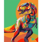 Набор для рисования по номерам, с изображением разноцветных динозавров