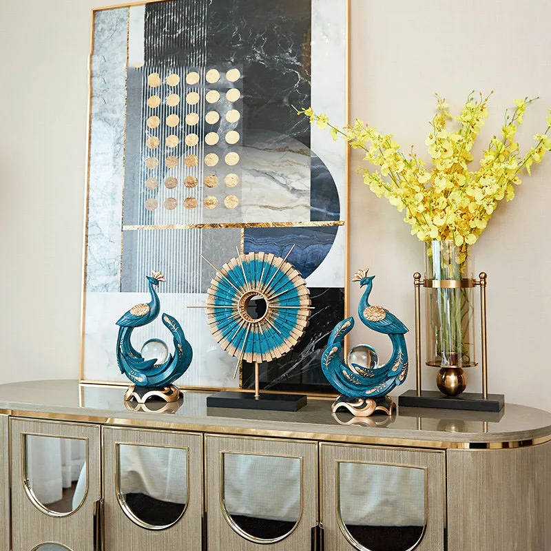 Европейский хрустальный шар павлин смола скульптура украшения декор FENGSHUI мебель