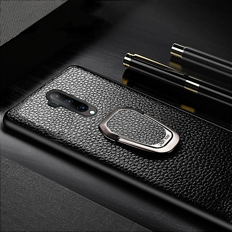 Оригинальный кожаный магнитный чехол для телефона с зернистой текстурой Oneplus 7T Pro