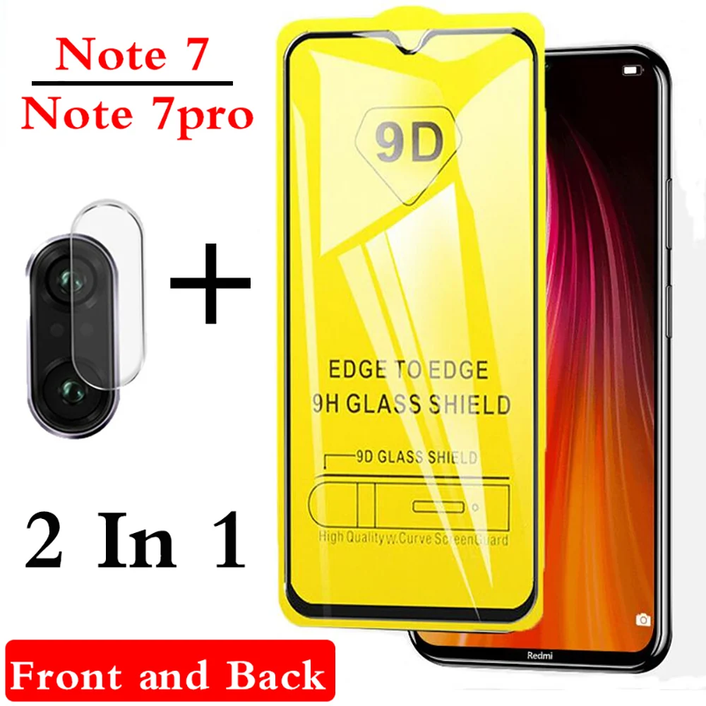 2 в 1 9D закаленное стекло на Redmi Note 7 Pro 7Pro задняя крышка фильм для Xiaomi Note7 камера