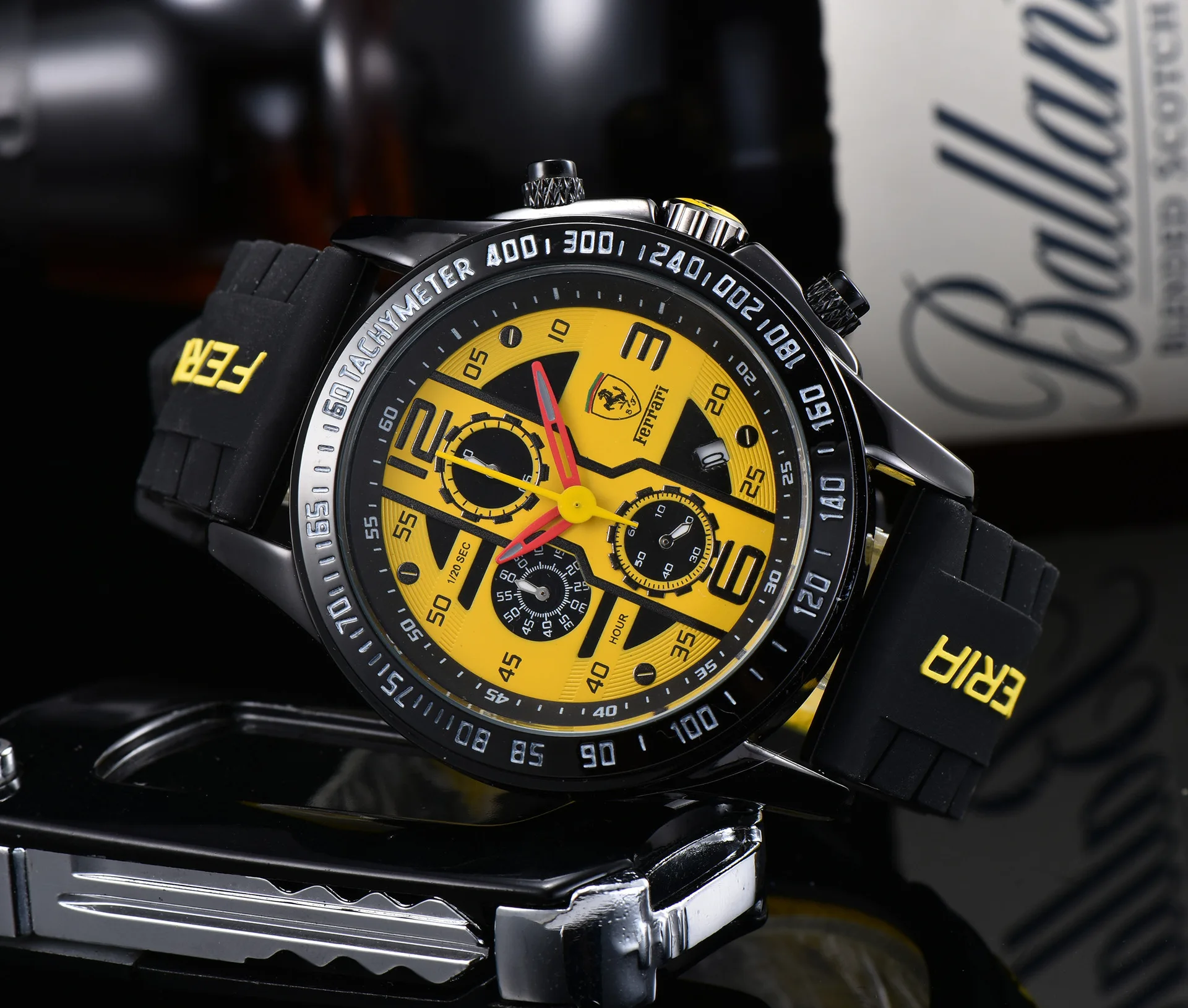 

Fashion men's casual quartz watch sports racing brand luxury watch classic calendar chronograph silicone watch