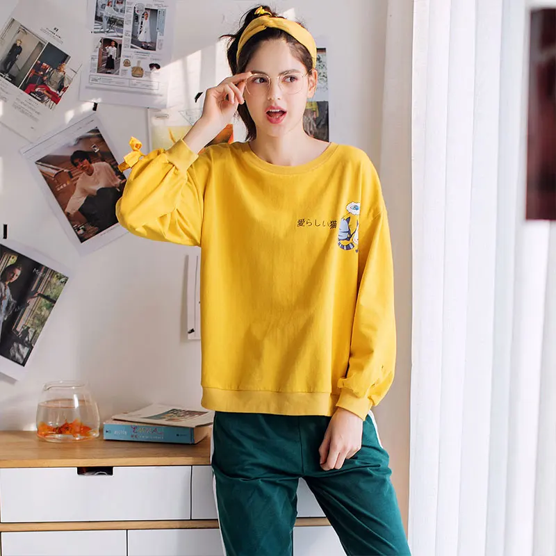 FENTENGX Весенняя Женская Удобная хлопковая толстовка с длинными рукавами