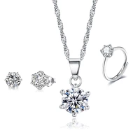 zemior simple style jewelry sets for women 925 sterling silver inlay cubic zirconia sets ring necklace bracelet fine jewelry