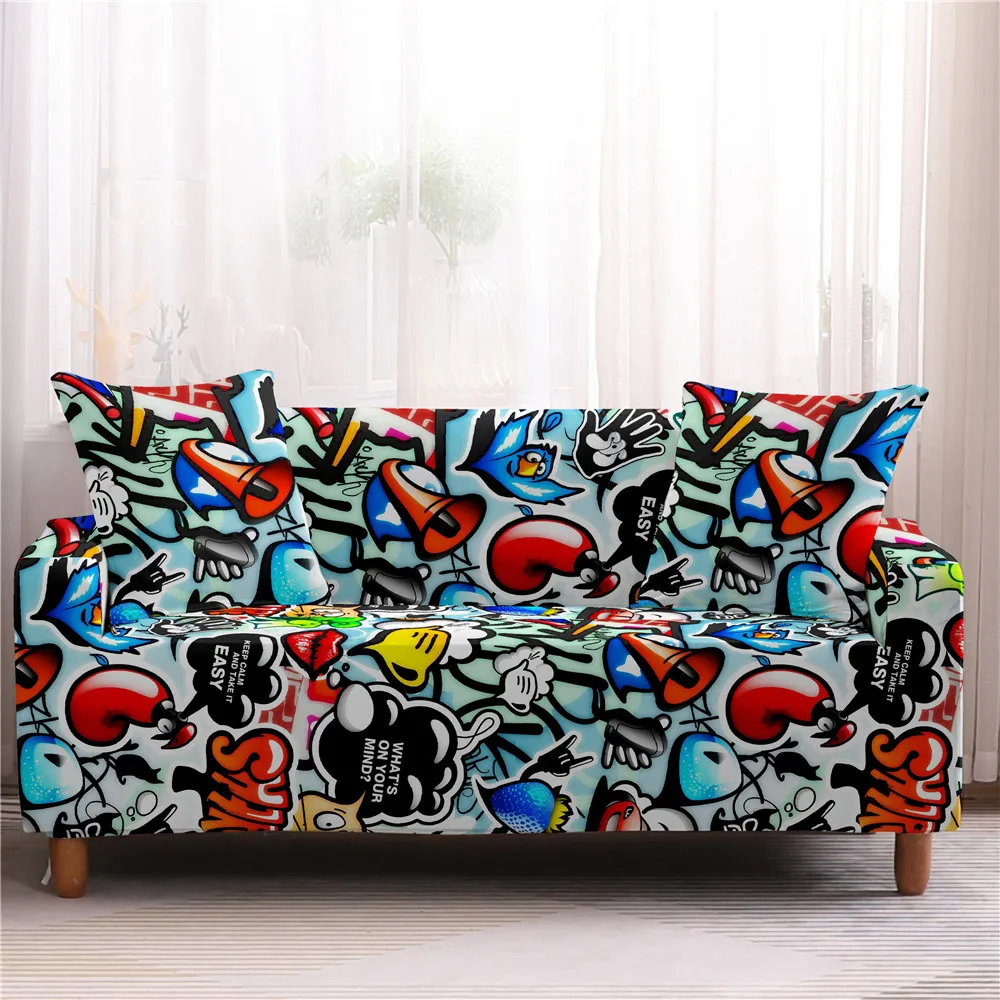 Мультфильмы Диван Обложка эластичная Защитная крышка для Гостиная украшения