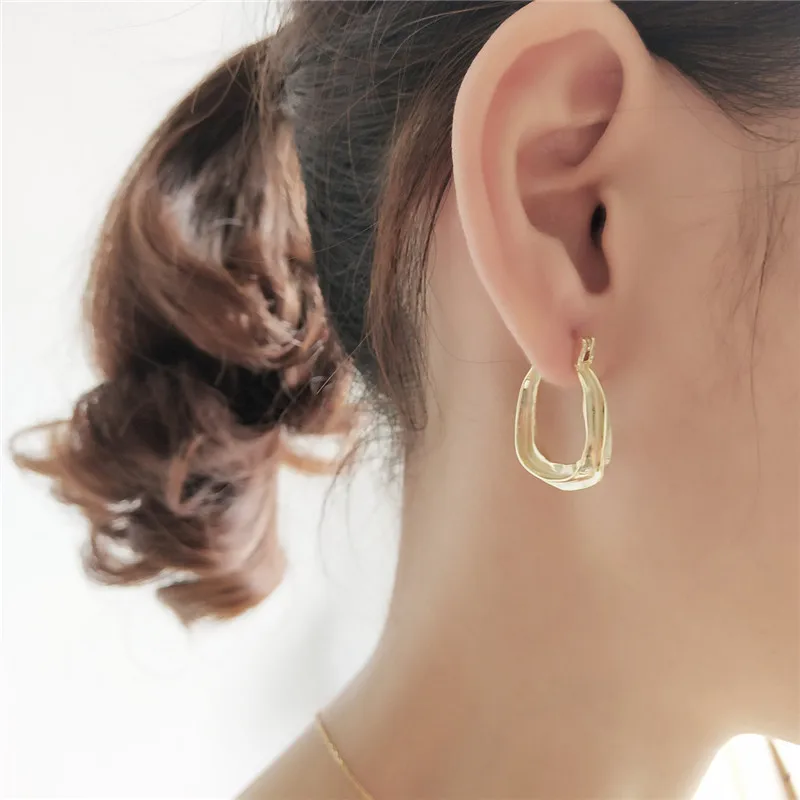 

Серьги-кольца женские из серебра 925 пробы, с геометрическим рисунком