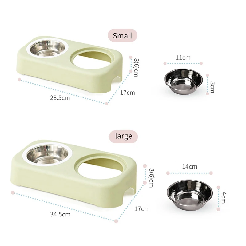 

Double Dog Bowls Food Water Feeder for Dog Cats Pets Feeding Dishes Splash-proof Stainless Easy to Clean Steel Pet products