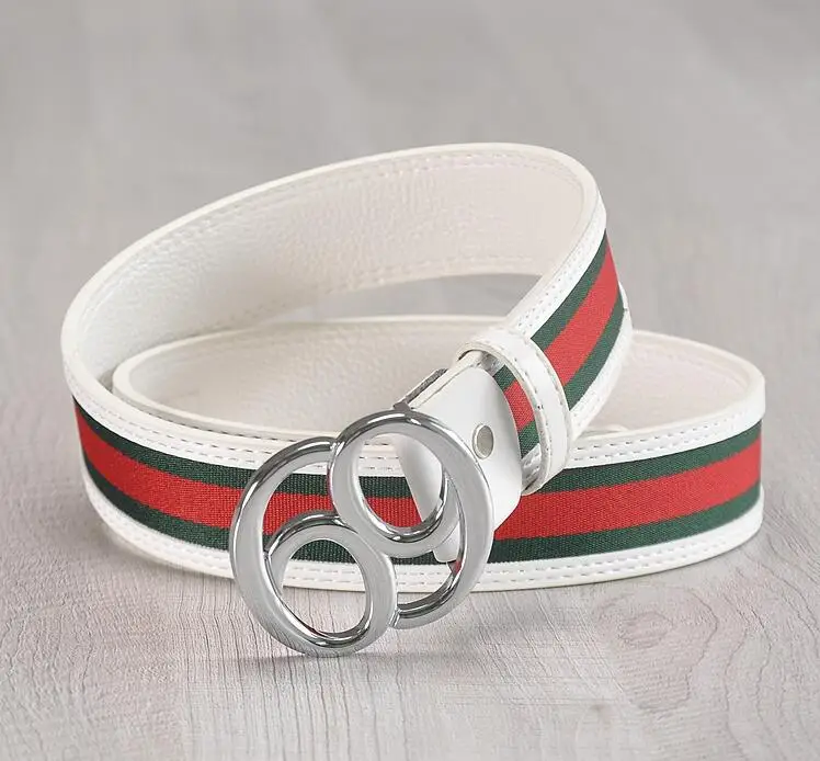 

2021 Fashion classic 69 buckle Style Red and green cloth with cowhide belt man business leather leisure popular lady s