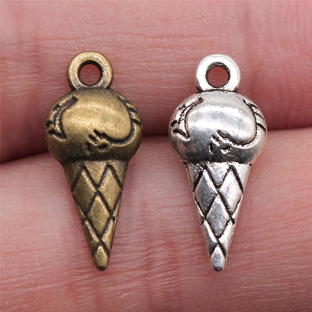 

20 штук 19x8x4 мм с жемчужным кулоном мороженое очарование мороженого Кулоны из нержавеющей стали для изготовления ювелирных изделий, античное...