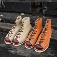 new japanese vintage autumn winter men casual shoes handmade cow leather tooling ankle boots outdoor desert motorcycle boots