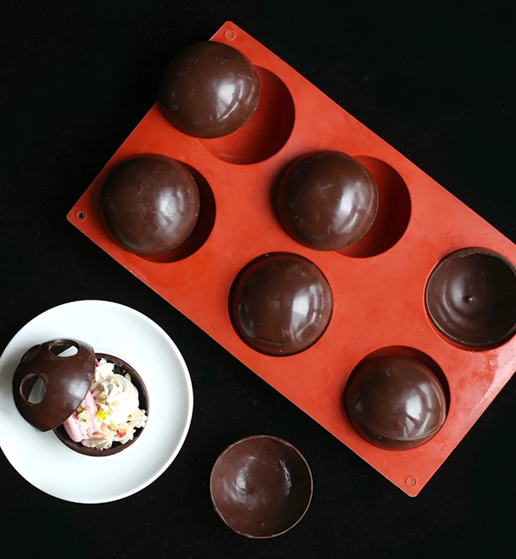 Круглая форма для торта коричневая полусфера силиконовая шоколада десерта