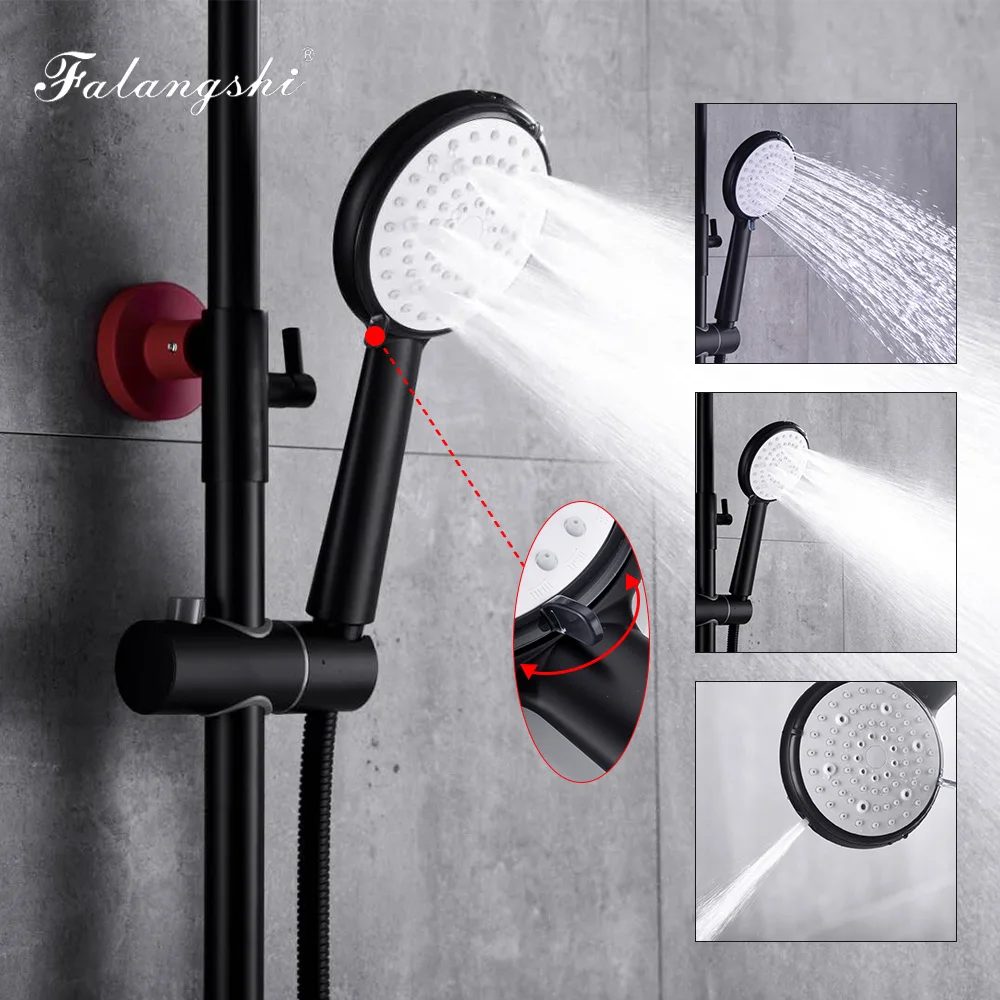 Душевой набор с дождевой насадкой для ванной черный и красный настенная Душевая