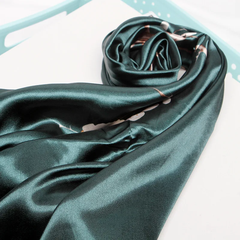 

Fashion Silk Satin Women Hair Scarf Floral Print Handkerchief Shawls and Wraps Hijab Scarfs Female 90*90cm Neck Scarves For Lady