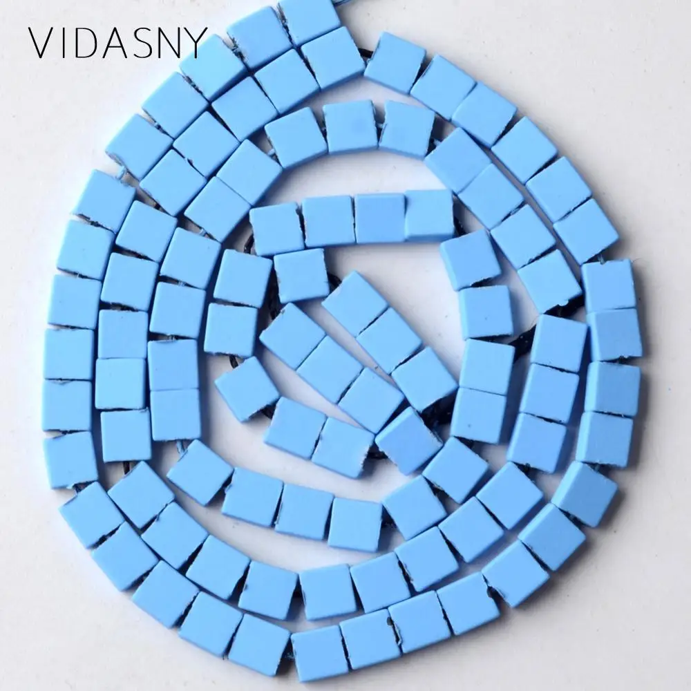 Квадратные бусины из минералов синие Бусины Из нанотехнологий каучука гематита