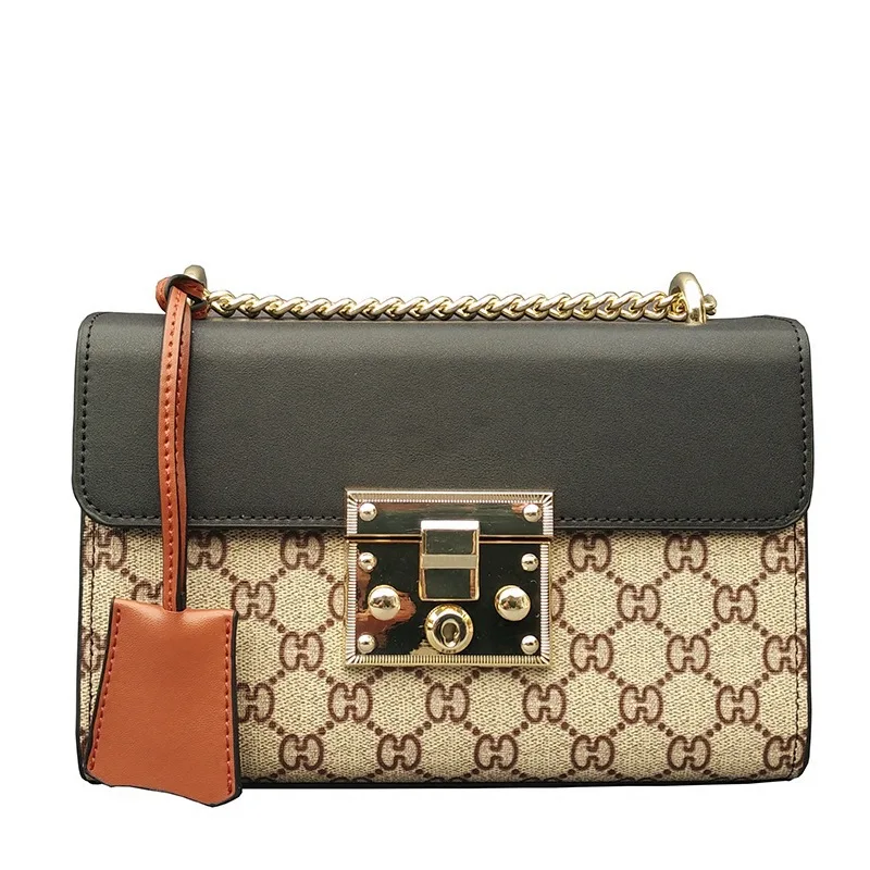 

New European and American Fashion G Family Handbags Leather Box Bag Chain Shoulder Messenger Small Square Bag