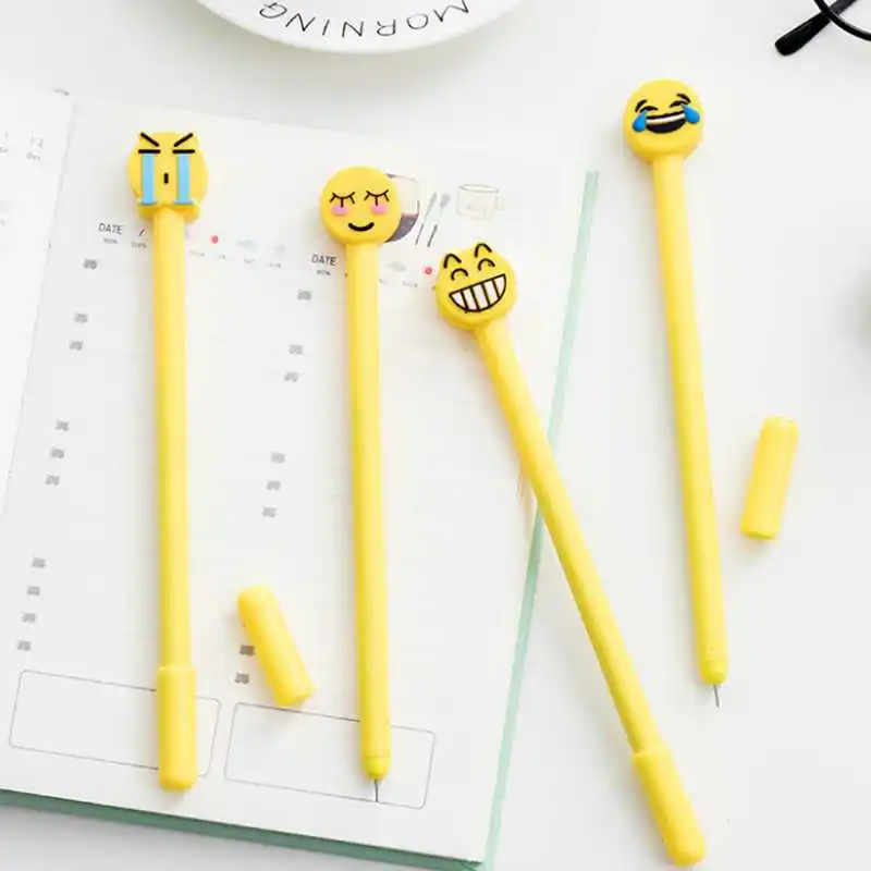Корейский кавайный милый мультипликационная гелевая ручка смайлик черные