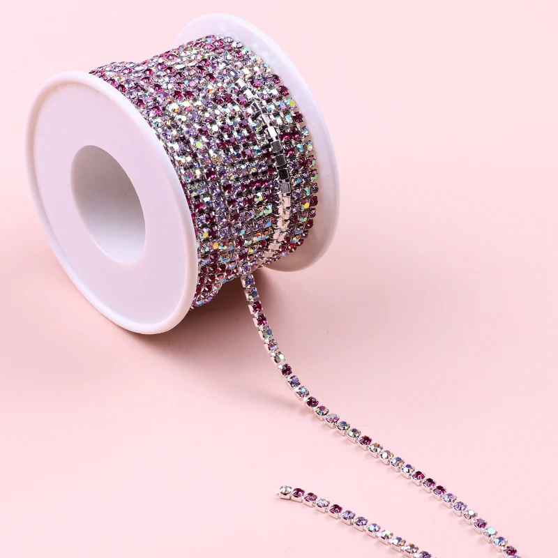 

10 Yards SS6-SS12Close Mat Glitter Rhinestone Chain C Sew-On Rhinestone Cup Chain Garment Accessories Trim Cup Chain