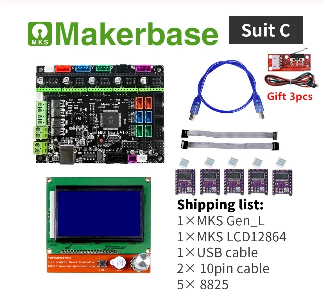 3d принтер контроллер карты MKS GEN L V2.1 + Ramps LCD 12864 Дисплей lcd RepRap Шаговые драйверы DIY 3D