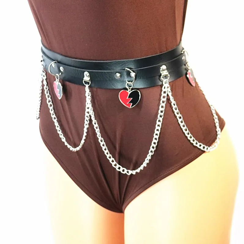 

European and American punk style decorative belt personality metal chain big ring waist chain belt net red hip-hop performance