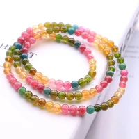 natural colorful tourmaline 3 laps clear round beads bracelet 5mm women crystal tourmaline candy tourmaline aaaaaaa