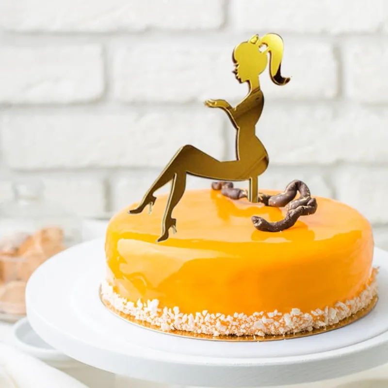 Черный акриловый торт фигурки жениха и невесты любящее сердце силуэт свадебный MR